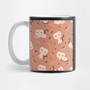 Cats on brown striped background Mug